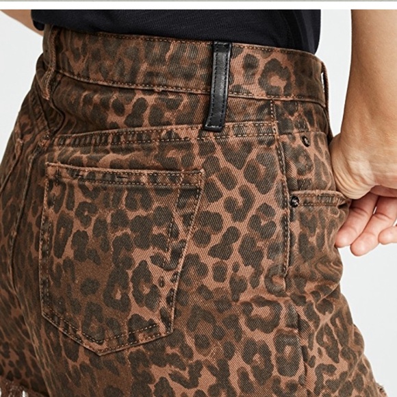 Alexander Wang Denim Bite Shorts Leopard Print - Picture 3 of 8